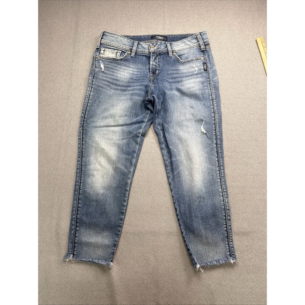Y2K Silver Jeans Co Suki Womens Blue Denim Jeans Mid Rise Curvy Fit Stretch